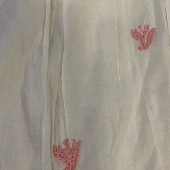 New Organic cotton White and Pink Embroidered Blouse Tunic sz S romantic y2k - Picture 6 of 8